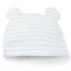 Janie and Jack 100047853 Blue & White Baby Ribbed Stripe Bear Ear Beanie 18-24 m